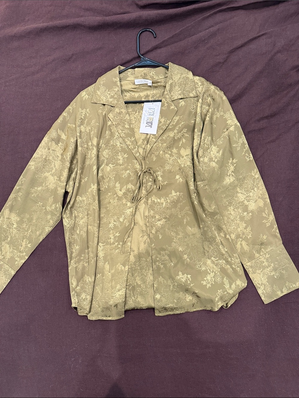 12th Tribe Olive Floral Tie-Front Blazer